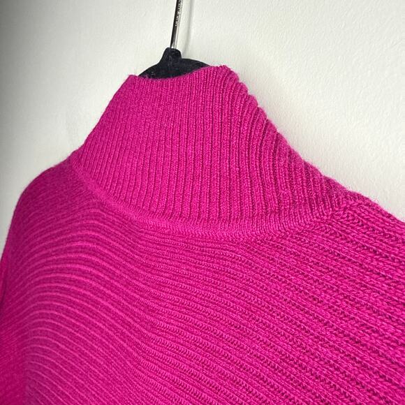 Free People Silk & Cashmere SZ Small Fuchsia Keyhole Turtleneck Batwing Sweater - Picture 5 of 8